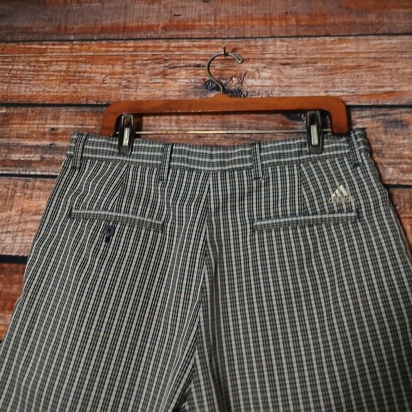 Adidas Golf Shorts Mens 34Tan Black Plaid Lightweight Performance Activewear - Picture 4 of 8
